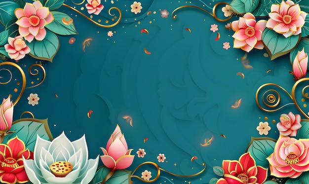 Photo songkran festival design background flower and water