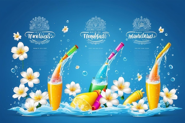 Songkran water festival message happy summer time new year thailand clear water dro