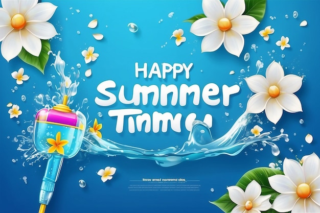 Songkran water festival message happy summer time new year thailand clear water dro