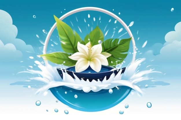 Songkran water festival thailand flowers in a water bowl water splashing tropical gree