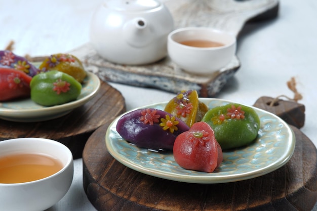 Songpyeon,half-moon-shaped rice cake.Korean Traditional Food Eaten during New Year's Day or chuseok