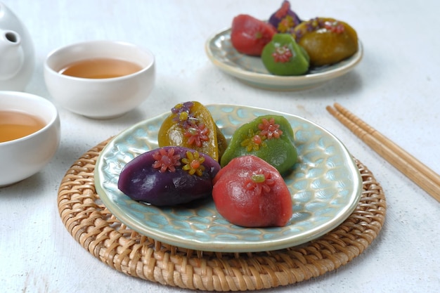 Songpyeon,half-moon-shaped rice cake.Korean Traditional Food Eaten during New Year's Day or chuseok