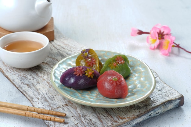 Songpyeon,half-moon-shaped rice cake.Korean Traditional Food Eaten during New Year's Day or chuseok