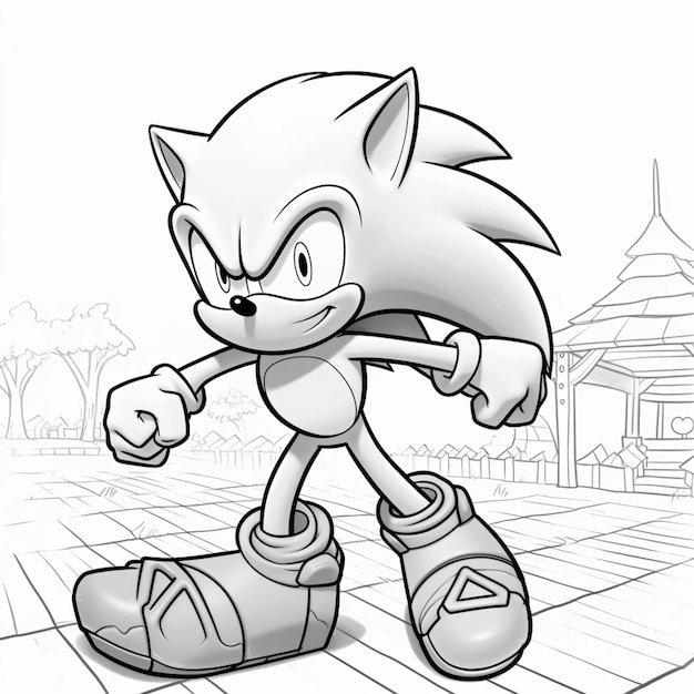 Photo sonic the hedge coloring pages generative ai