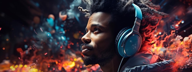 Sonorous Experience Captivating Picture of a Man Absorbed in Headphone Music Generative Ai