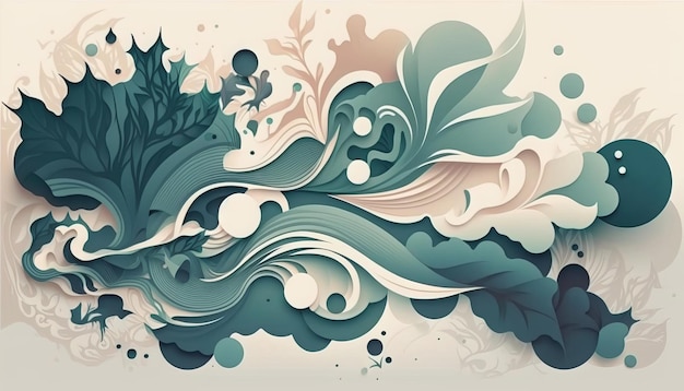 Soothing organic shapes in tranquil hues AI generative