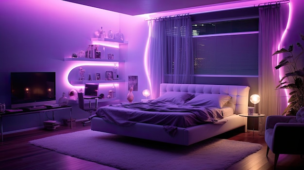 Soothing purple neon lights