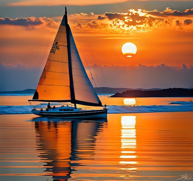 Soothing Sailboat Voyage on Calm Ocean Waters