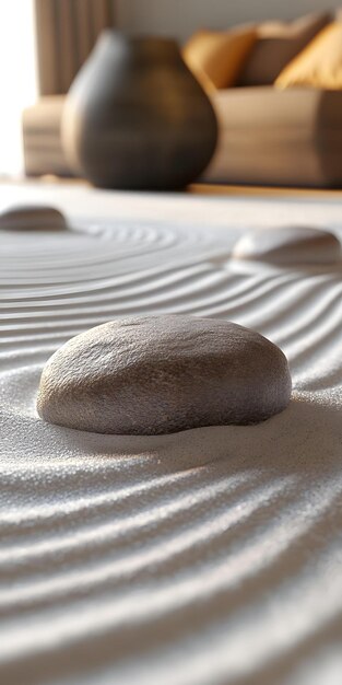 Photo soothing zen garden with raked sand and rocks