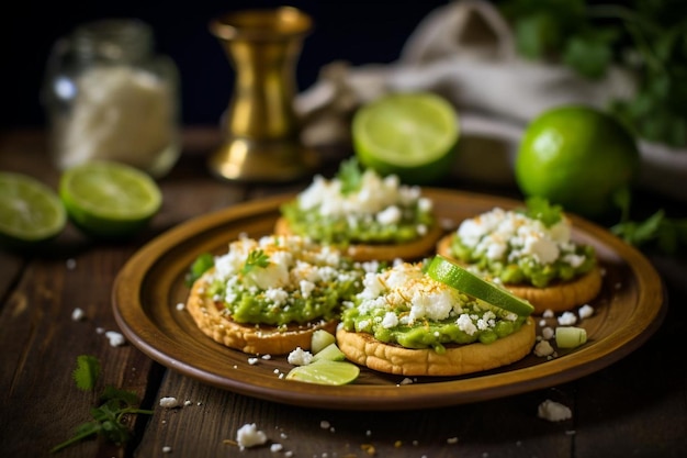 Photo sopes with fresh avocado and lime yummy delicious sopes food image