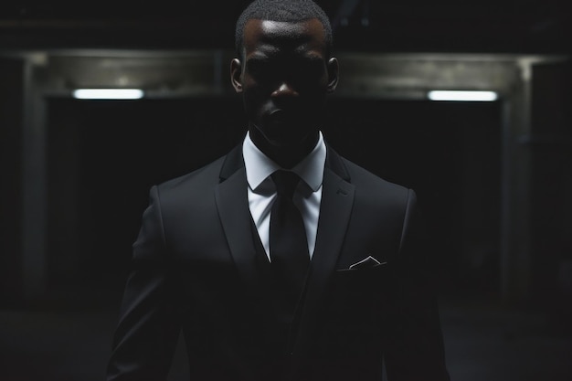 Sophisticated Black man suit work office Generate Ai