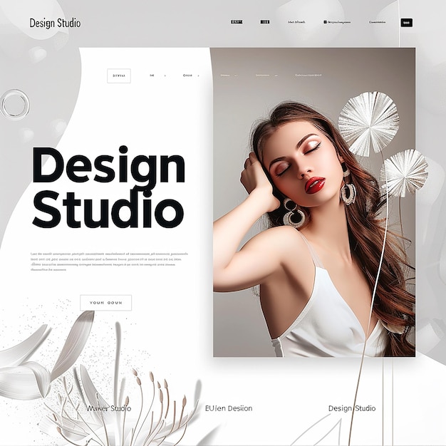 Photo a sophisticated full landing page with the word quotdesign studio for a portfolio