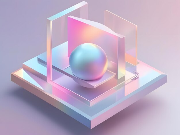 Sophisticated Holography AIGenerated Composition of Tranquil 3D Shapes