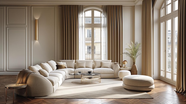 Sophisticated Living Room with Classic Details and Modern Comfort