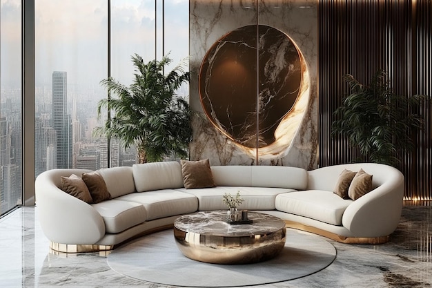 Photo sophisticated luxe living room design photo