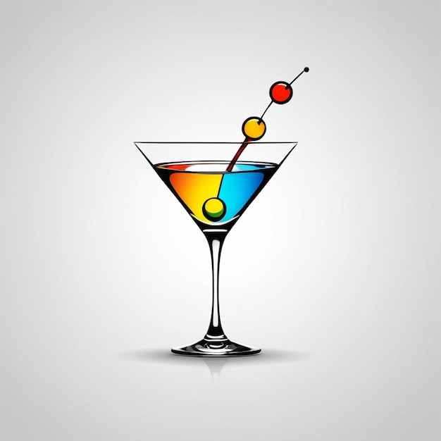 Photo sophisticated martini and cocktail duo logo design on white background