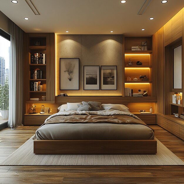 Photo sophisticated modern master bedroom minimalist design