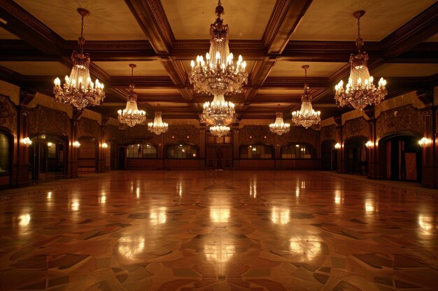 Photo a sophisticated photo of an elegant ballroom adorned with sparkling chandeliers