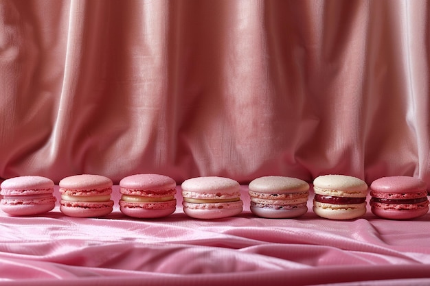 Photo sophisticated setup with elegant row of macarons