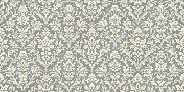 Photo sophisticated silver seamless vintage damask wallpaper for elegant interiors