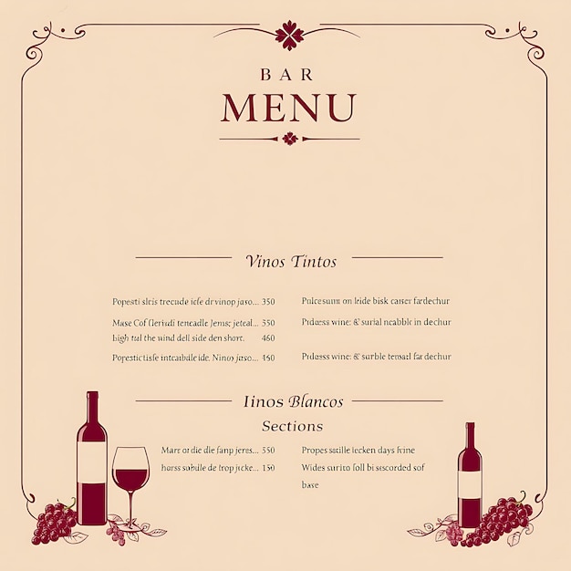 Sophisticated Spanish Wine Bar Menu With Elegant Typography and Deep Rich Layout Idea for Branding