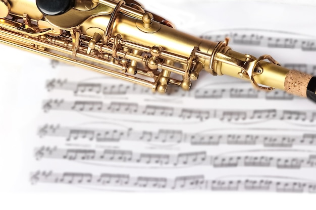 Soprano saxophone on white background