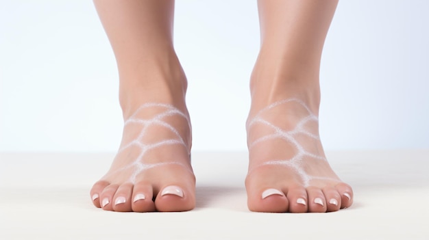 Sore skin of feet crack dry heels isolated on white background