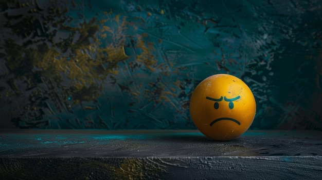 Sorrowful yellow emoji set on a dark field