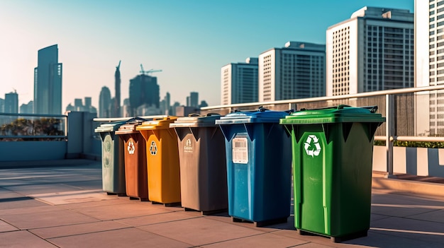 Sorting different types of waste into recycling bins Generative ai