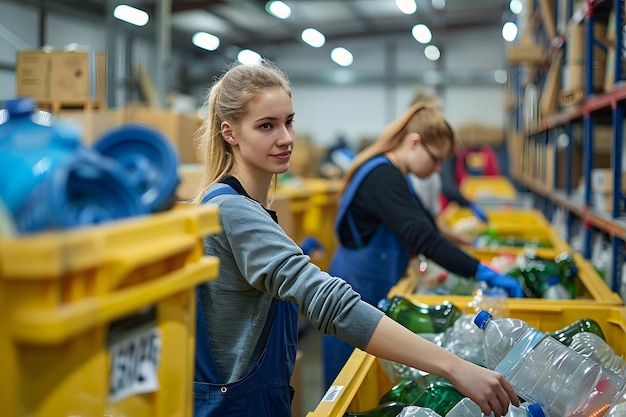 Sorting Plastic Bottles in a Recycling Center