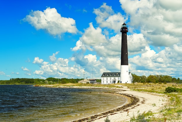 Sorve lighthouse on Saaremaa island, Estonia. lighthouse on sea shore in Baltic area.