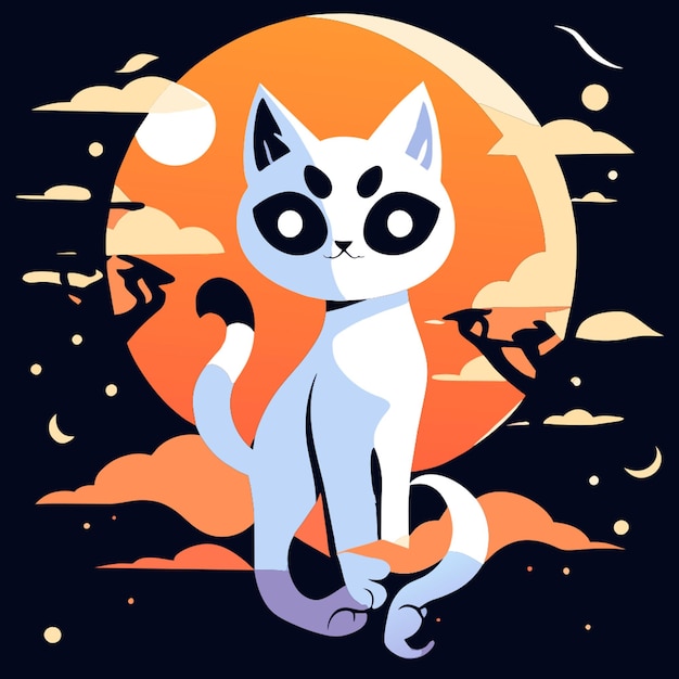 soul ghost cat vector illustration flat 2