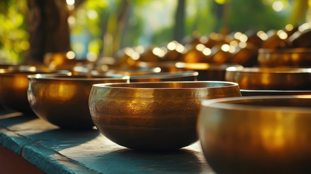 Photo sound healing session with tibetan singing bowls