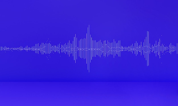 Photo sound wave on blue purple studio background podcast live streaming creator content