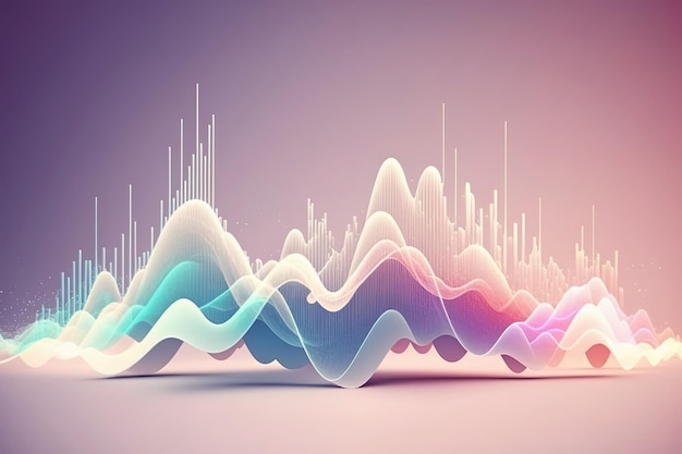 Sound wave music audio frequencies concept Abstract background pastel colors Generative AI