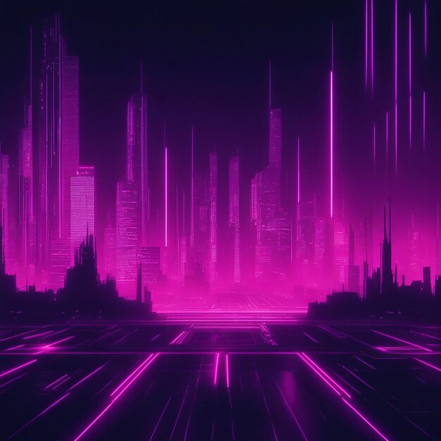 Sound Wave neon punk futuristic city with Car