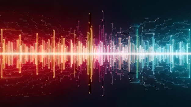 Sound wave patterns with tech graphics vibrant colors