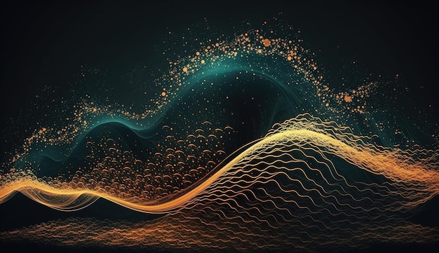 Sound waves Dynamic effect illustration with particle wave flow AI Generative