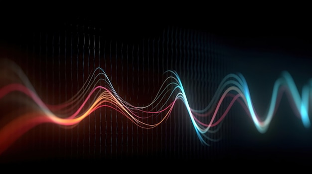 Sound waves oscillating with the glow of light abstract technology background