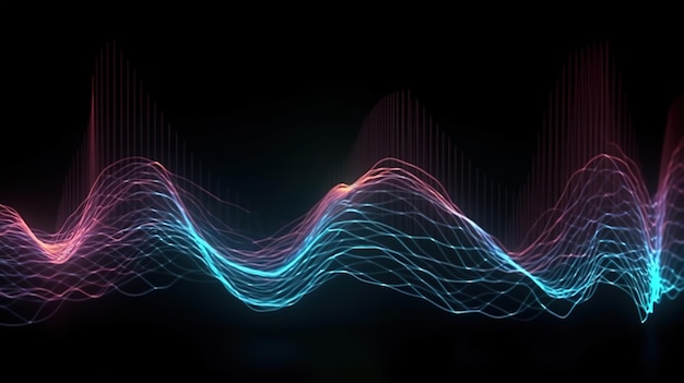 Sound waves oscillating with the glow of light abstract technology background