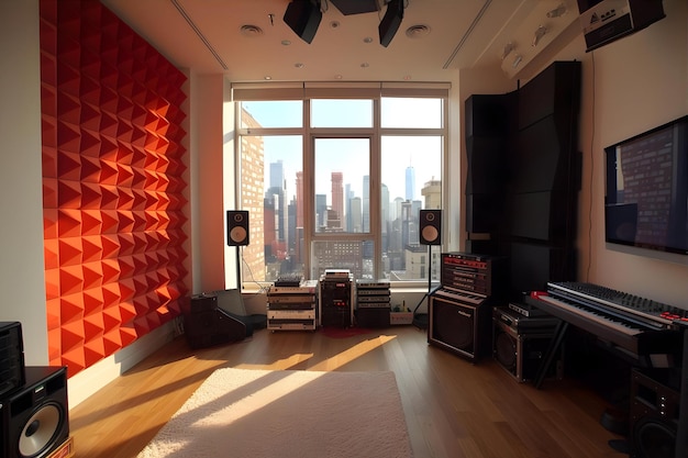 Photo a soundproof recording studio inside a highrise city apartment ar 32 v 52 job id a8be3bfb1a224dcbbb