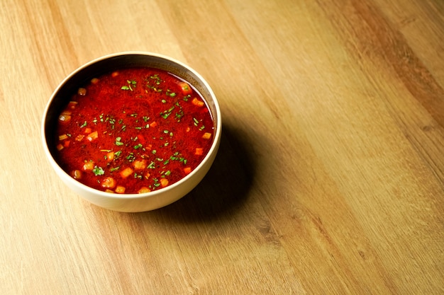 Soup  on a restaurant table