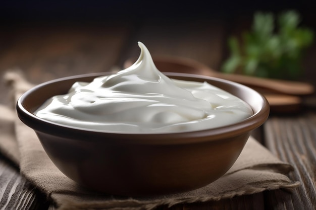 Sour cream in a bowl AI Generated