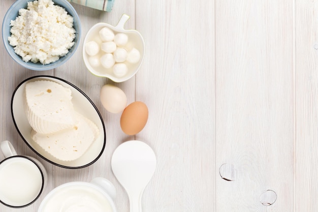 Sour cream milk cheese eggs and yogurt