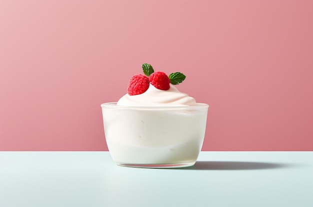 Sour cream raspberry yogurt sauce minimalist yogurt