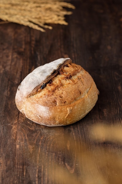 Sour dough on wood table in kitchen