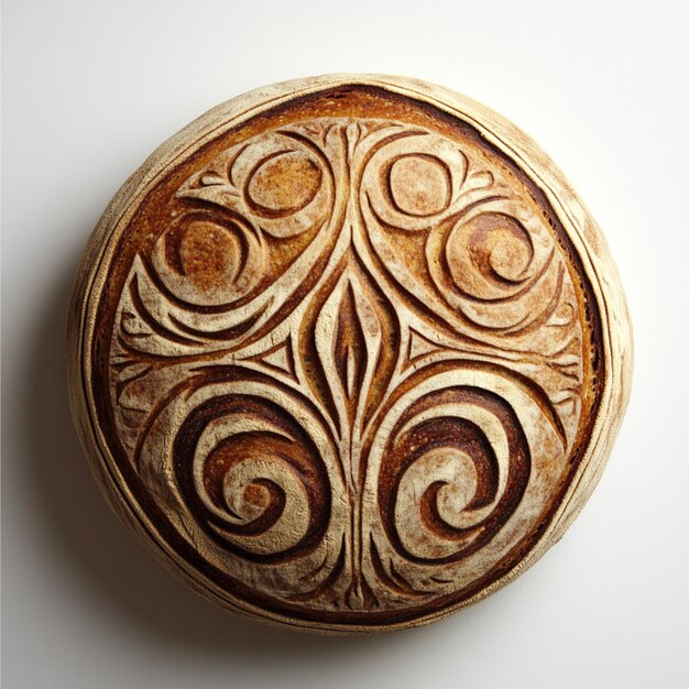 Photo a sourdough bread loaf with a decorative scoring pattern on the crust