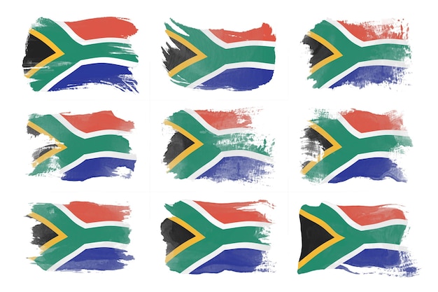 South Africa flag brush stroke, national flag on white background