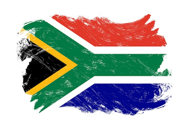 South africa flag on distressed grunge white stroke brush background