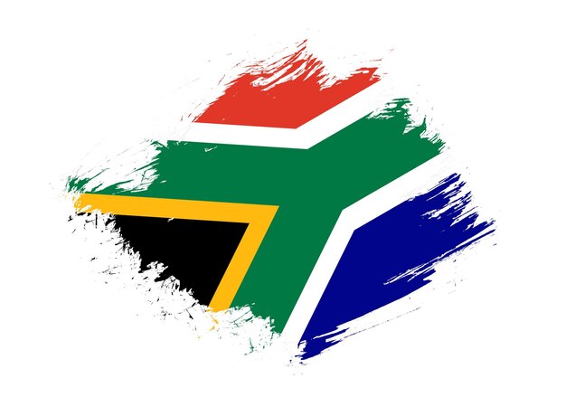 South africa flag with abstract paint brush texture effect on white background